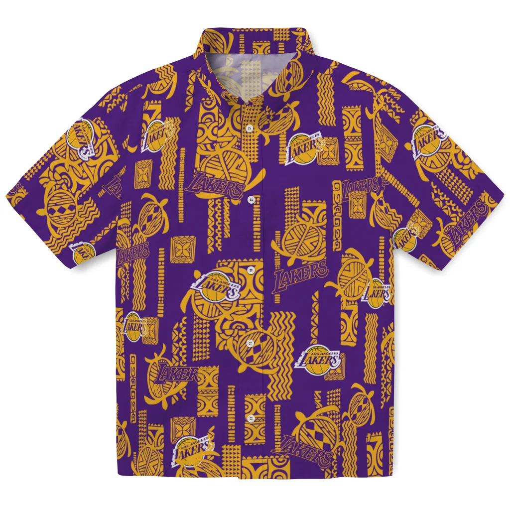 Los Angeles Lakers Hawaiian Shirt - Turtle Lines los angeles lakers turtle lines purple hawaiian shirts best selling