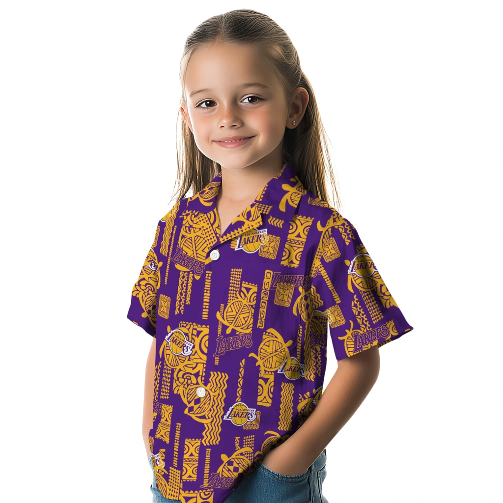 Los Angeles Lakers Hawaiian Shirt - Turtle Lines los angeles lakers turtle lines purple hawaiian shirts premium grade