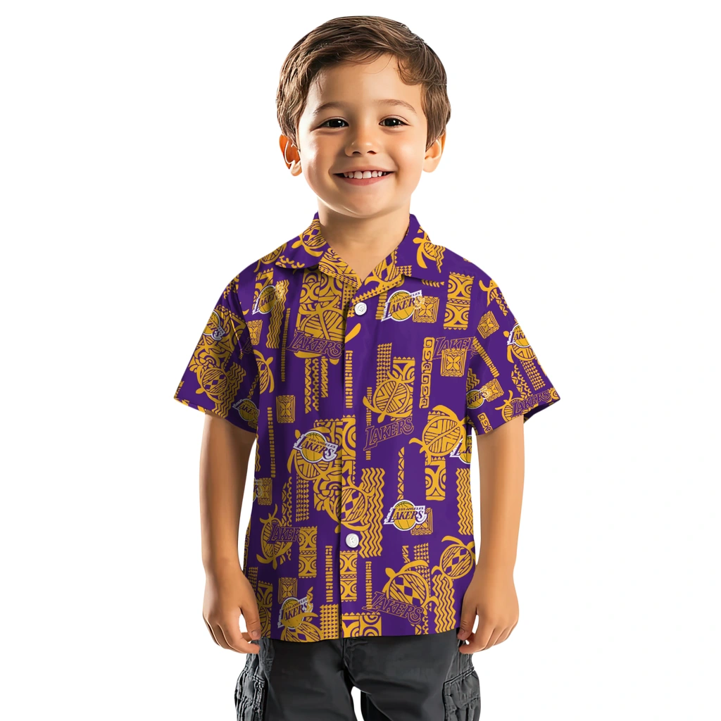 Los Angeles Lakers Hawaiian Shirt - Turtle Lines los angeles lakers turtle lines purple hawaiian shirts top rated