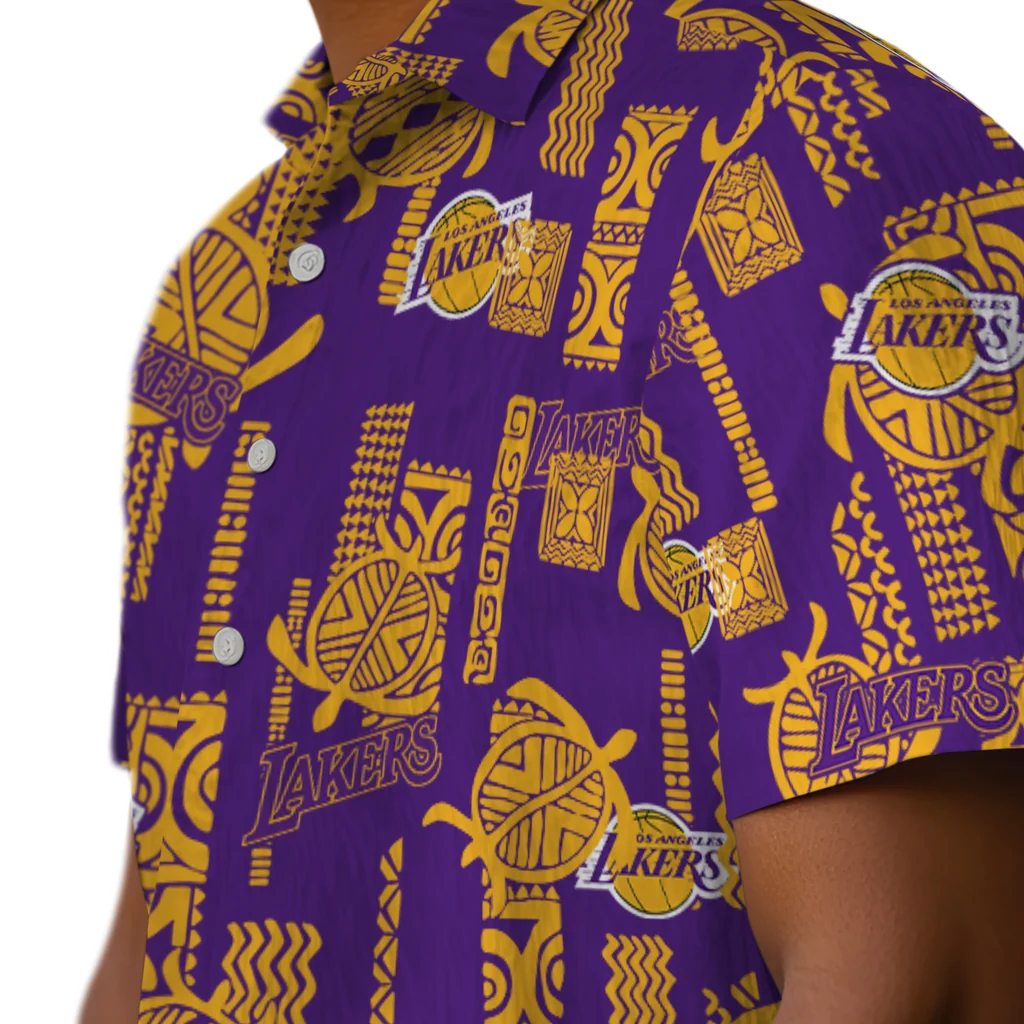 Los Angeles Lakers Hawaiian Shirt - Turtle Lines los angeles lakers turtle lines purple hawaiian shirts trendy