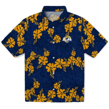 los angeles rams hibiscus petals blue hawaiian shirts best selling