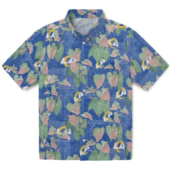 los angeles rams anthurium overlay blue hawaiian shirts best selling