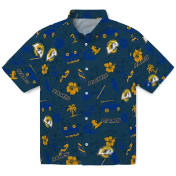 los angeles rams beach vibe navy hawaiian shirts best selling