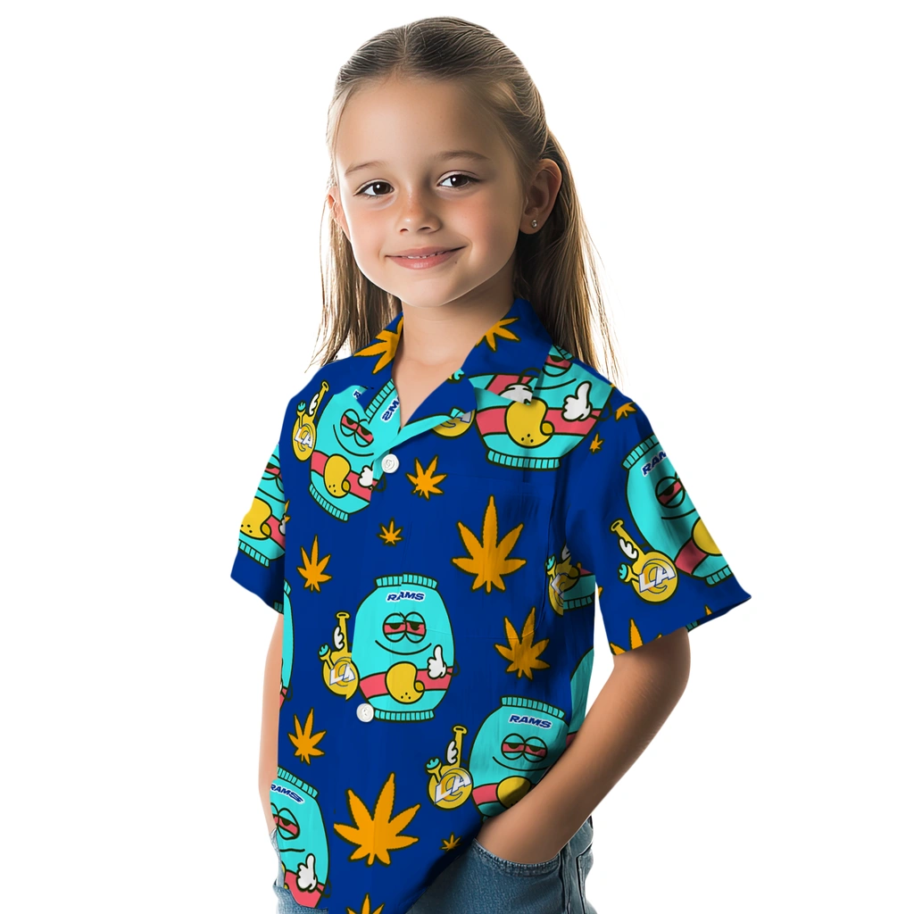 Los Angeles Rams Hawaiian Shirt - Chill Vibe los angeles rams bong smile blue hawaiian shirts premium grade
