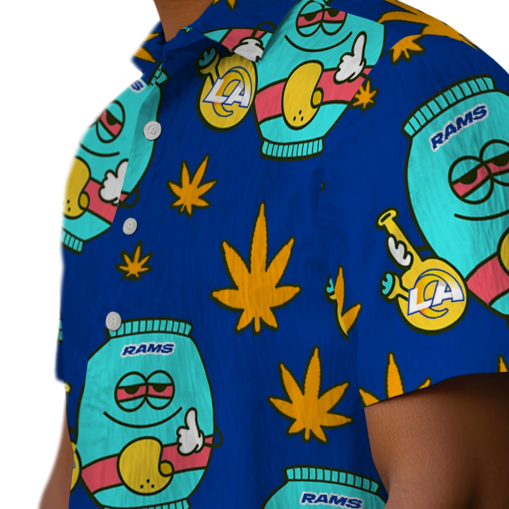 Los Angeles Rams Hawaiian Shirt - Chill Vibe los angeles rams bong smile blue hawaiian shirts trendy