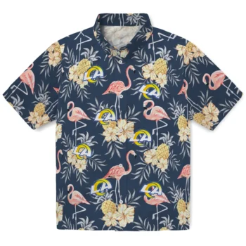 los angeles rams flamingo hibiscus navy hawaiian shirts best selling