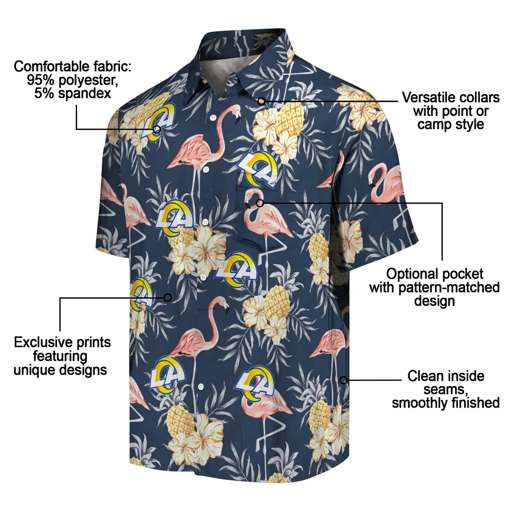 Los Angeles Rams Hawaiian Shirt - Flamingo Hibiscus los angeles rams flamingo hibiscus navy hawaiian shirts new arrival