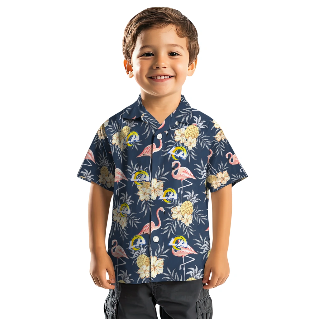 Los Angeles Rams Hawaiian Shirt - Flamingo Hibiscus los angeles rams flamingo hibiscus navy hawaiian shirts top rated