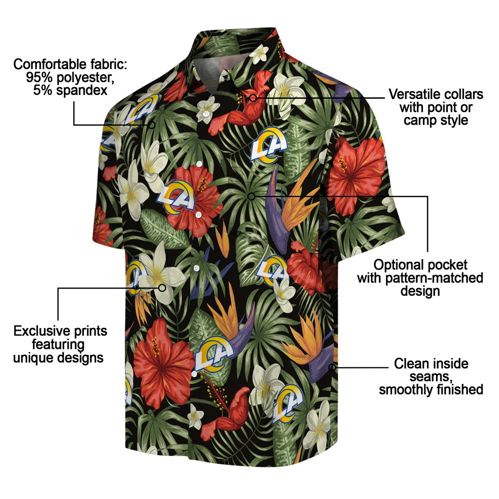 Los Angeles Rams Hawaiian Shirt - Hawaii Floral Hibiscus los angeles rams hibiscus bird hawaiian shirts new arrival