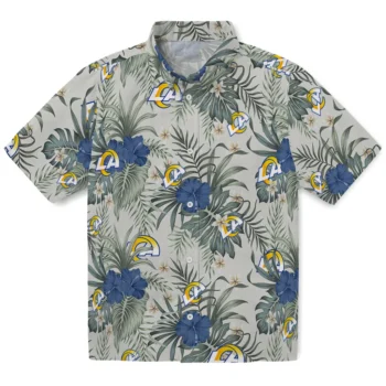 los angeles rams hibiscus designs beige hawaiian shirts best selling