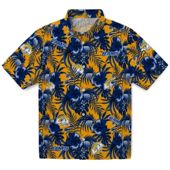 los angeles rams hibiscus exotic blue hawaiian shirts best selling