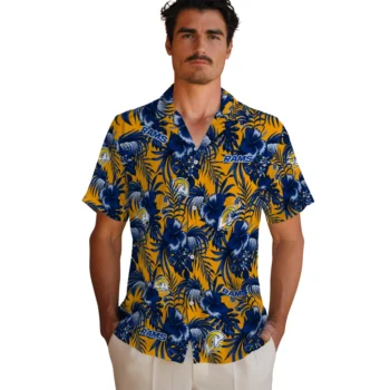 los angeles rams hibiscus exotic blue hawaiian shirts fashion forward