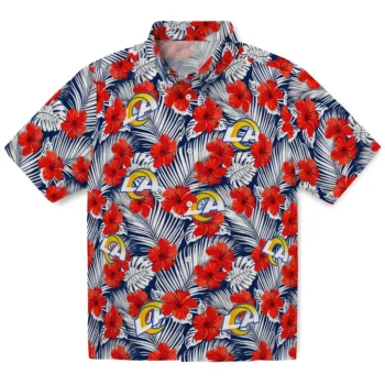los angeles rams hibiscus fiesta red royal blue hawaiian shirts best selling