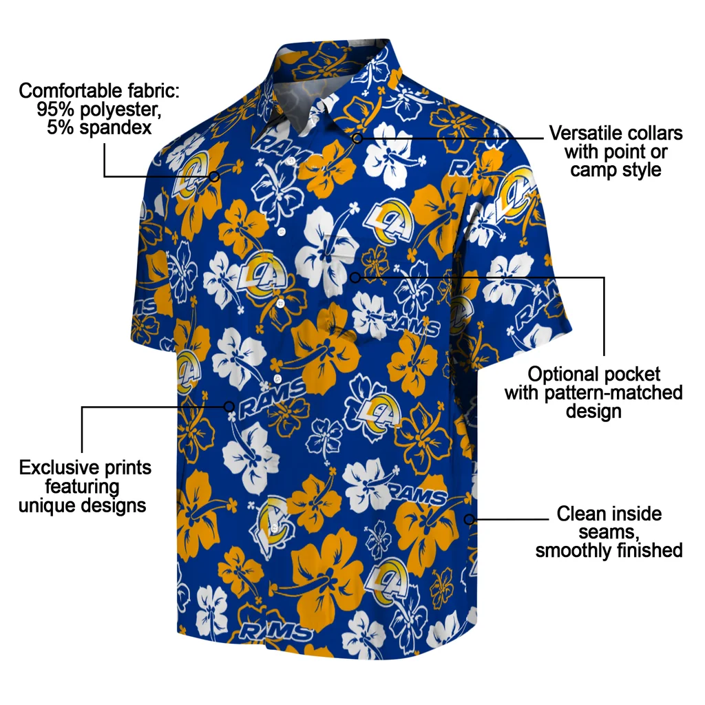 Los Angeles Rams Hawaiian Shirt - Hibiscus Flower Design los angeles rams hibiscus bloom blue hawaiian shirts new arrival