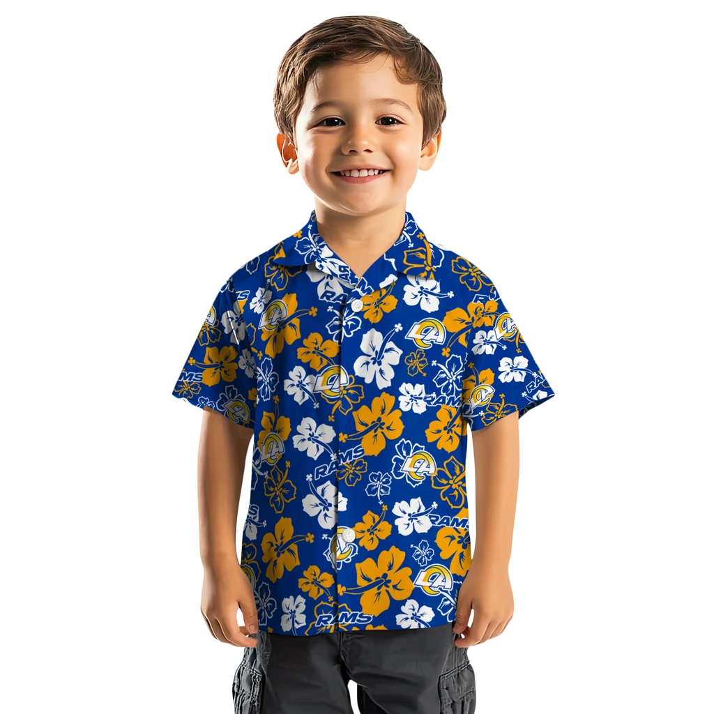 Los Angeles Rams Hawaiian Shirt - Hibiscus Flower Design los angeles rams hibiscus bloom blue hawaiian shirts top rated