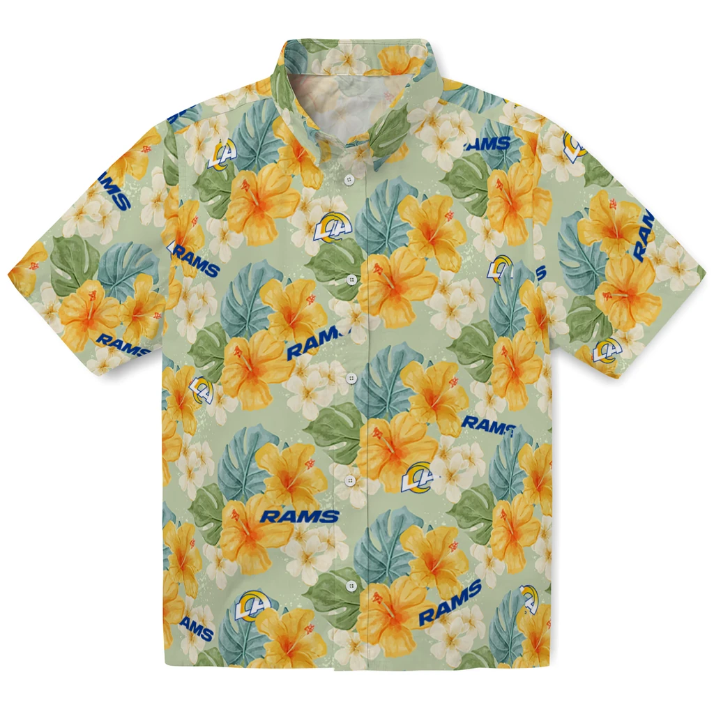 Los Angeles Rams Hawaiian Shirt - Hibiscus Mood los angeles rams hibiscus mood pale lime yellow hawaiian shirts best selling