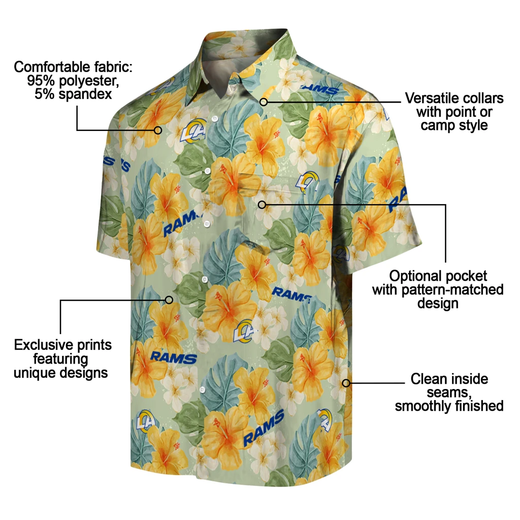 Los Angeles Rams Hawaiian Shirt - Hibiscus Mood los angeles rams hibiscus mood pale lime yellow hawaiian shirts new arrival