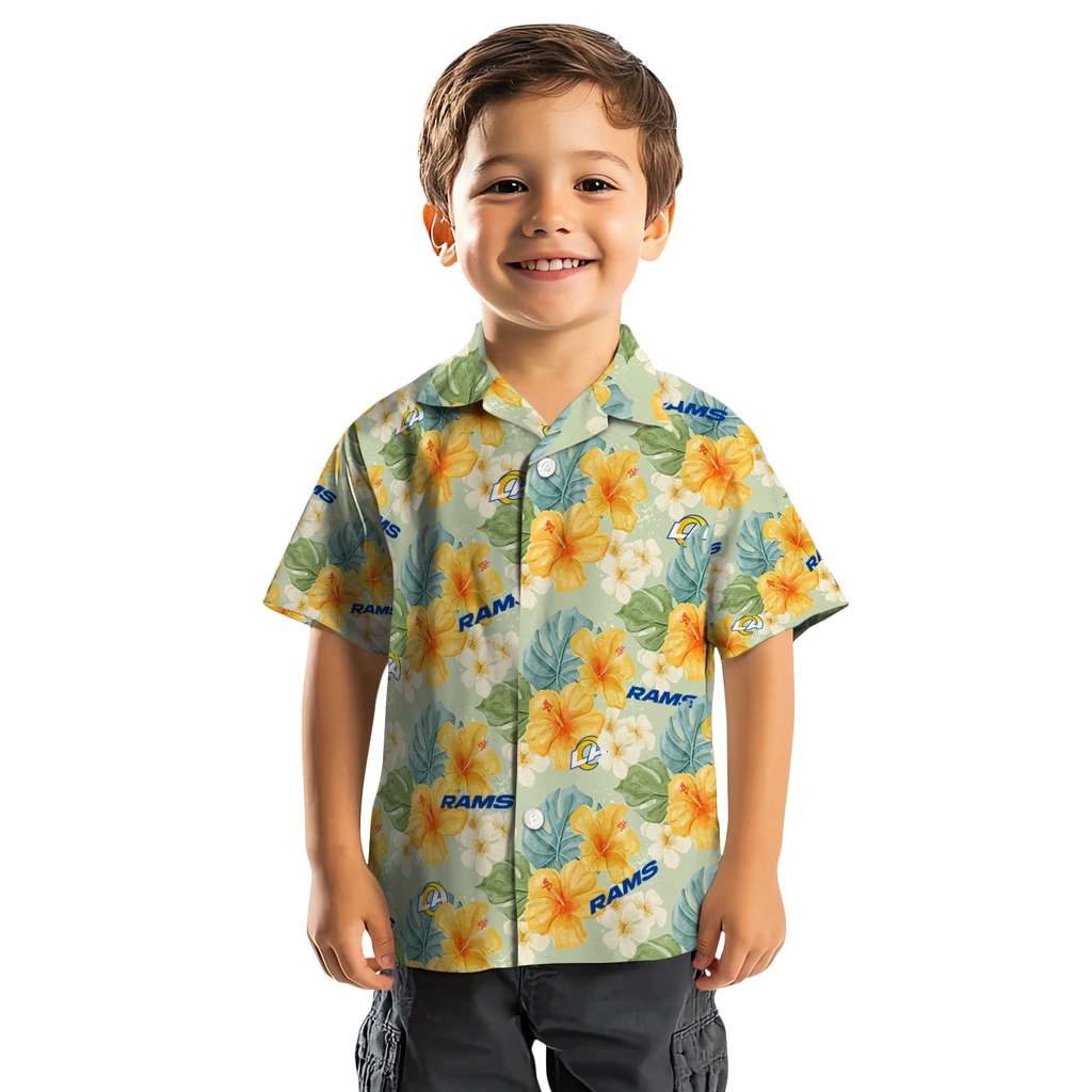 Los Angeles Rams Hawaiian Shirt - Hibiscus Mood los angeles rams hibiscus mood pale lime yellow hawaiian shirts top rated