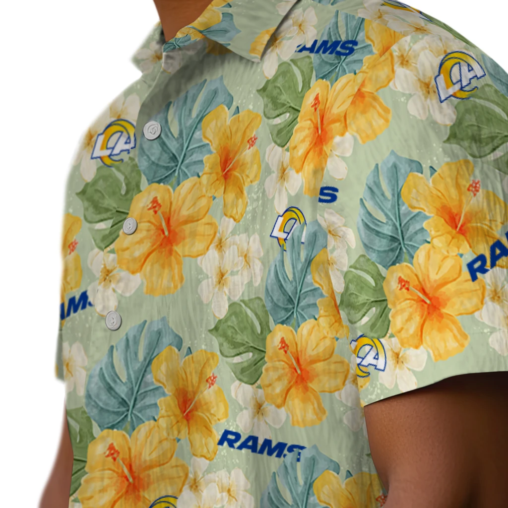 Los Angeles Rams Hawaiian Shirt - Hibiscus Mood los angeles rams hibiscus mood pale lime yellow hawaiian shirts trendy