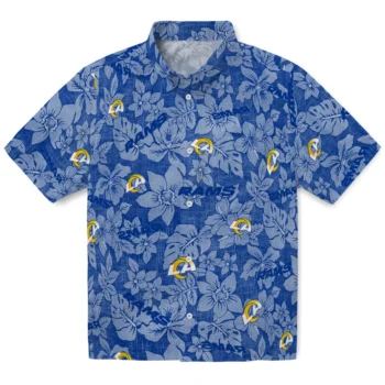 los angeles rams hibiscus oasis blue hawaiian shirts best selling