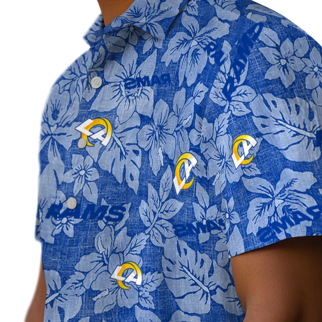 Los Angeles Rams Hawaiian Shirt - Hibiscus Oasis los angeles rams hibiscus oasis blue hawaiian shirts trendy