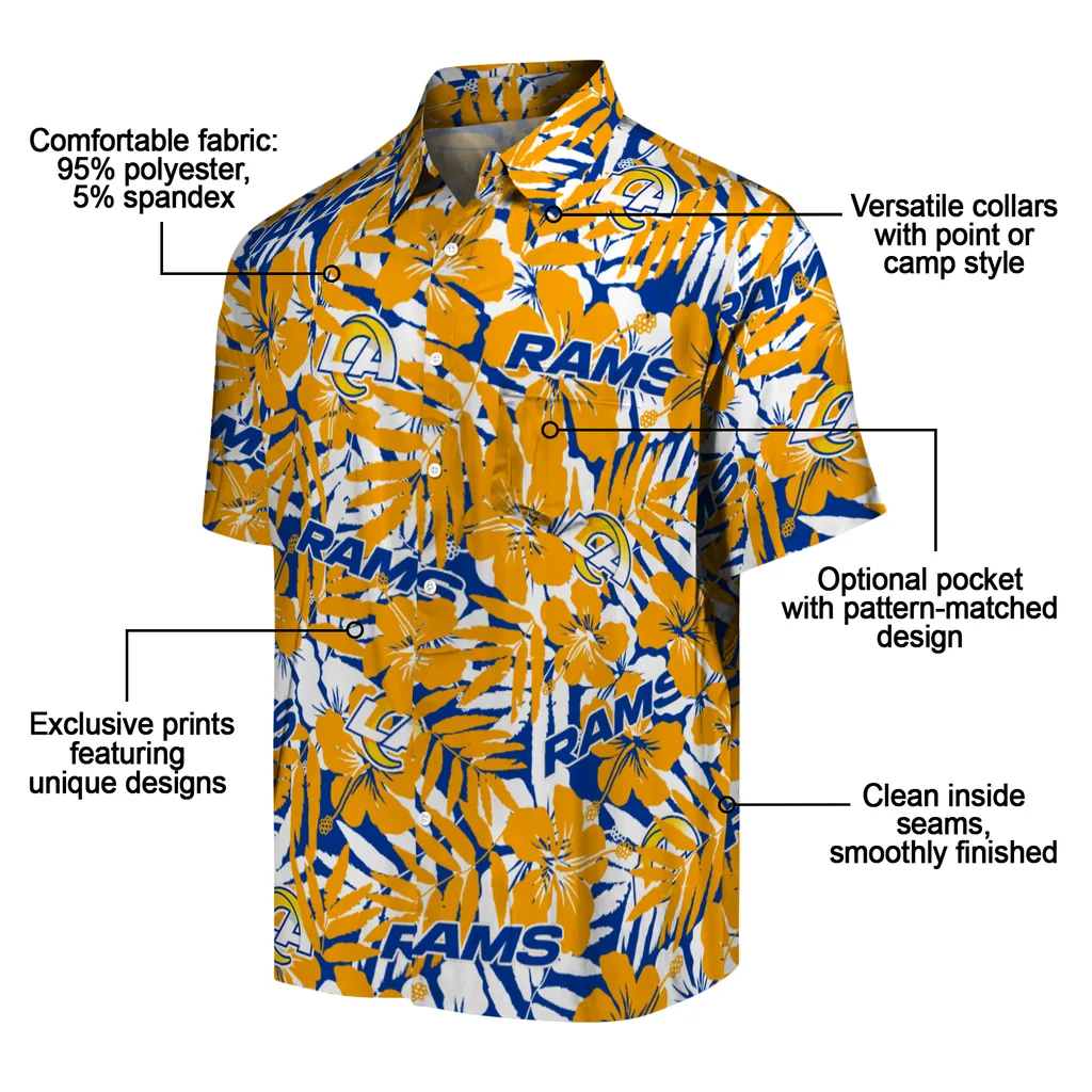 Los Angeles Rams Hawaiian Shirt - Hibiscus Overlay los angeles rams hibiscus overlay hawaiian shirts new arrival