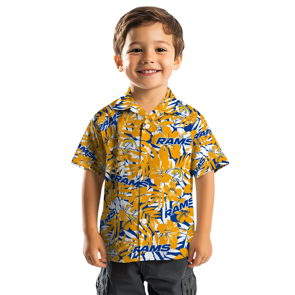 Los Angeles Rams Hawaiian Shirt - Hibiscus Overlay los angeles rams hibiscus overlay hawaiian shirts top rated