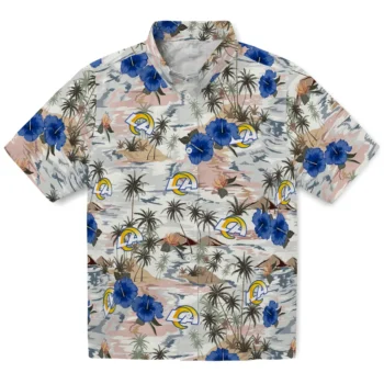los angeles rams hibiscus seaside white hawaiian shirts best selling