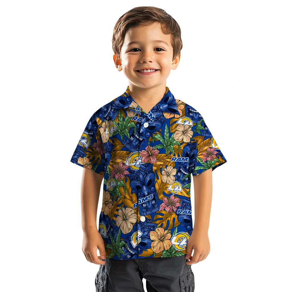 Los Angeles Rams Hawaiian Shirt - Hibiscus Tiki Jungle los angeles rams tiki jungle blue hawaiian shirts top rated