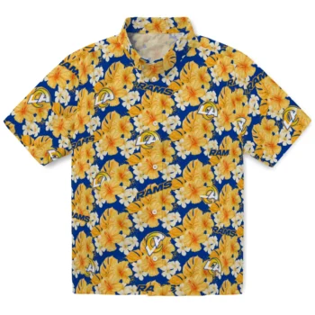 los angeles rams hibiscus tropics blue yellow hawaiian shirts best selling