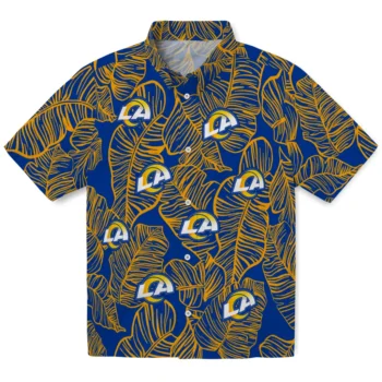 los angeles rams leaf outline blue hawaiian shirts best selling
