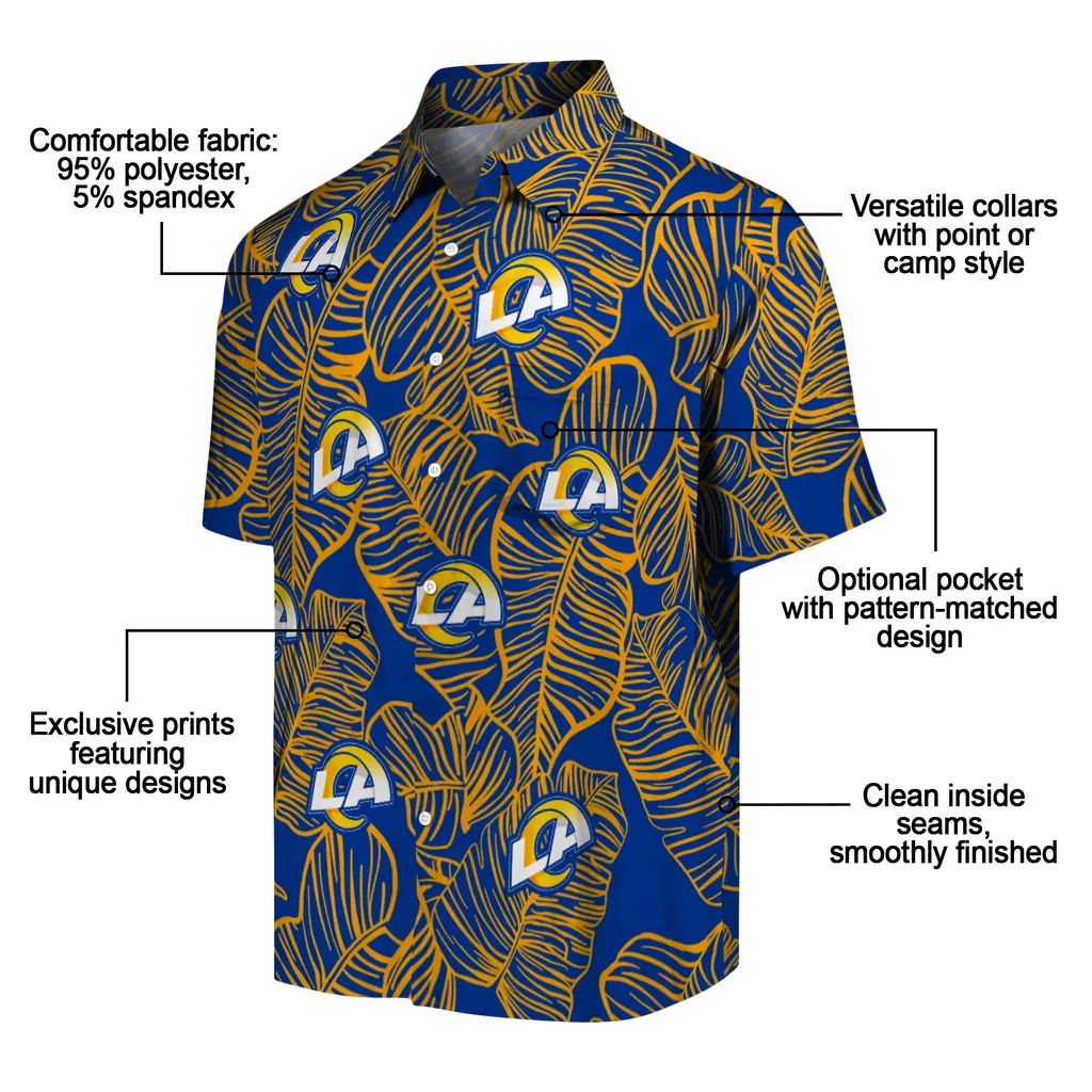 Los Angeles Rams Hawaiian Shirt - Leaf Outline los angeles rams leaf outline blue hawaiian shirts new arrival