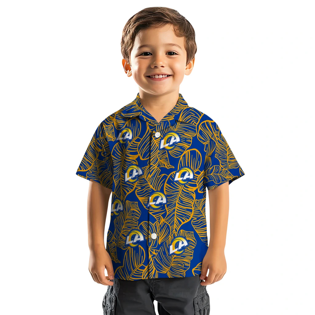 Los Angeles Rams Hawaiian Shirt - Leaf Outline los angeles rams leaf outline blue hawaiian shirts top rated