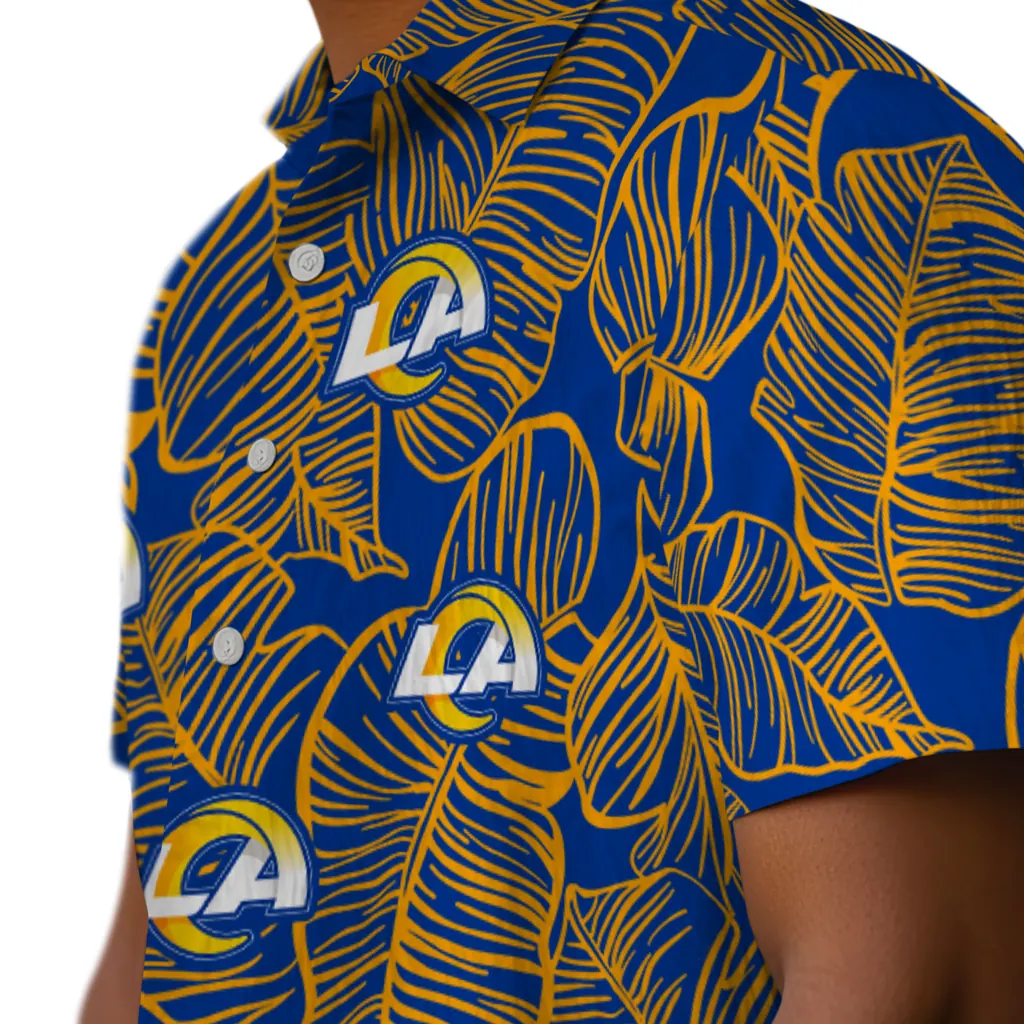 Los Angeles Rams Hawaiian Shirt - Leaf Outline los angeles rams leaf outline blue hawaiian shirts trendy