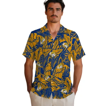 los angeles rams monstera layer blue hawaiian shirts fashion forward