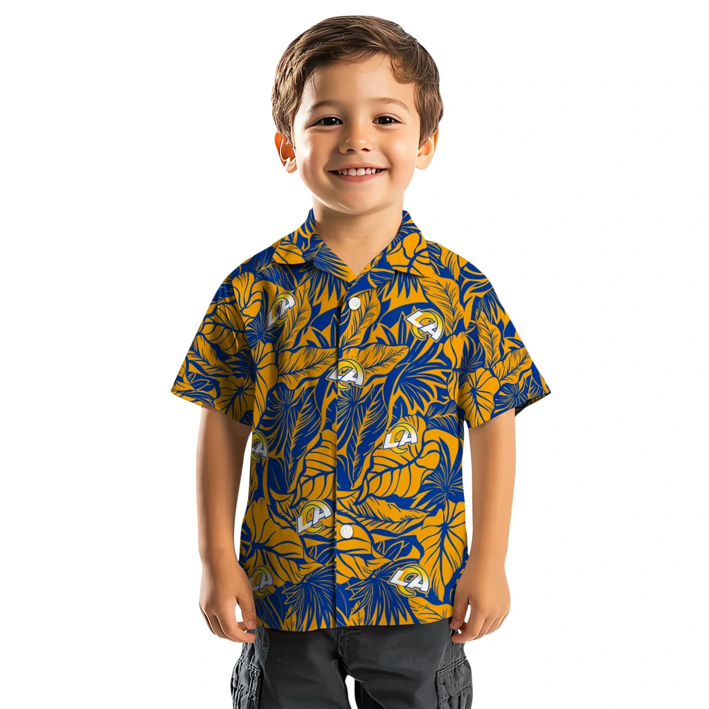Los Angeles Rams Hawaiian Shirt - Monstera Layer los angeles rams monstera layer blue hawaiian shirts top rated