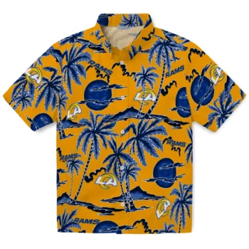 los angeles rams palm sunset hawaiian shirts best selling