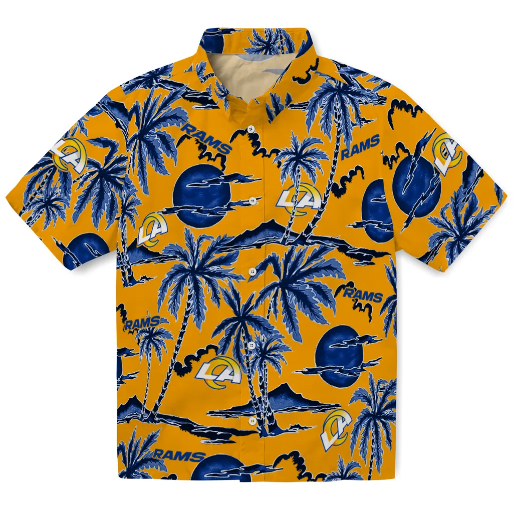 Los Angeles Rams Hawaiian Shirt - Palm Sunset los angeles rams palm sunset hawaiian shirts best selling