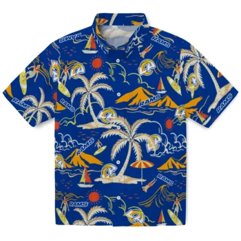 los angeles rams palm tree island blue hawaiian shirts best selling