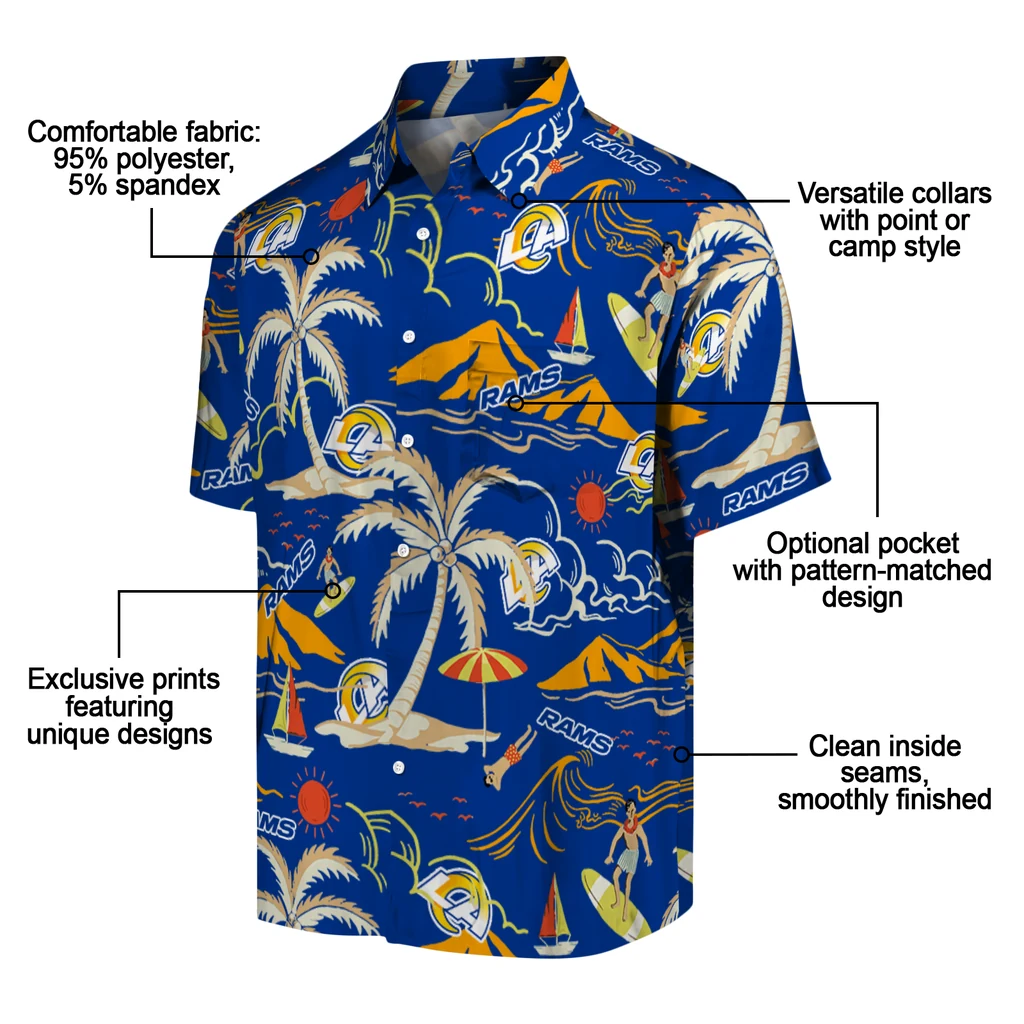 Los Angeles Rams Hawaiian Shirt - Palm Tree Island los angeles rams palm tree island blue hawaiian shirts new arrival