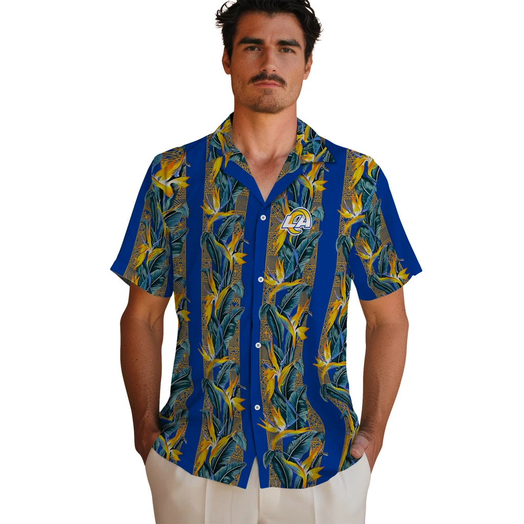 Los Angeles Rams Hawaiian Shirt - Paradise Vines los angeles rams paradise vines blue hawaiian shirts fashion forward