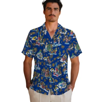 los angeles rams simpsons christmas blue hawaiian shirts fashion forward