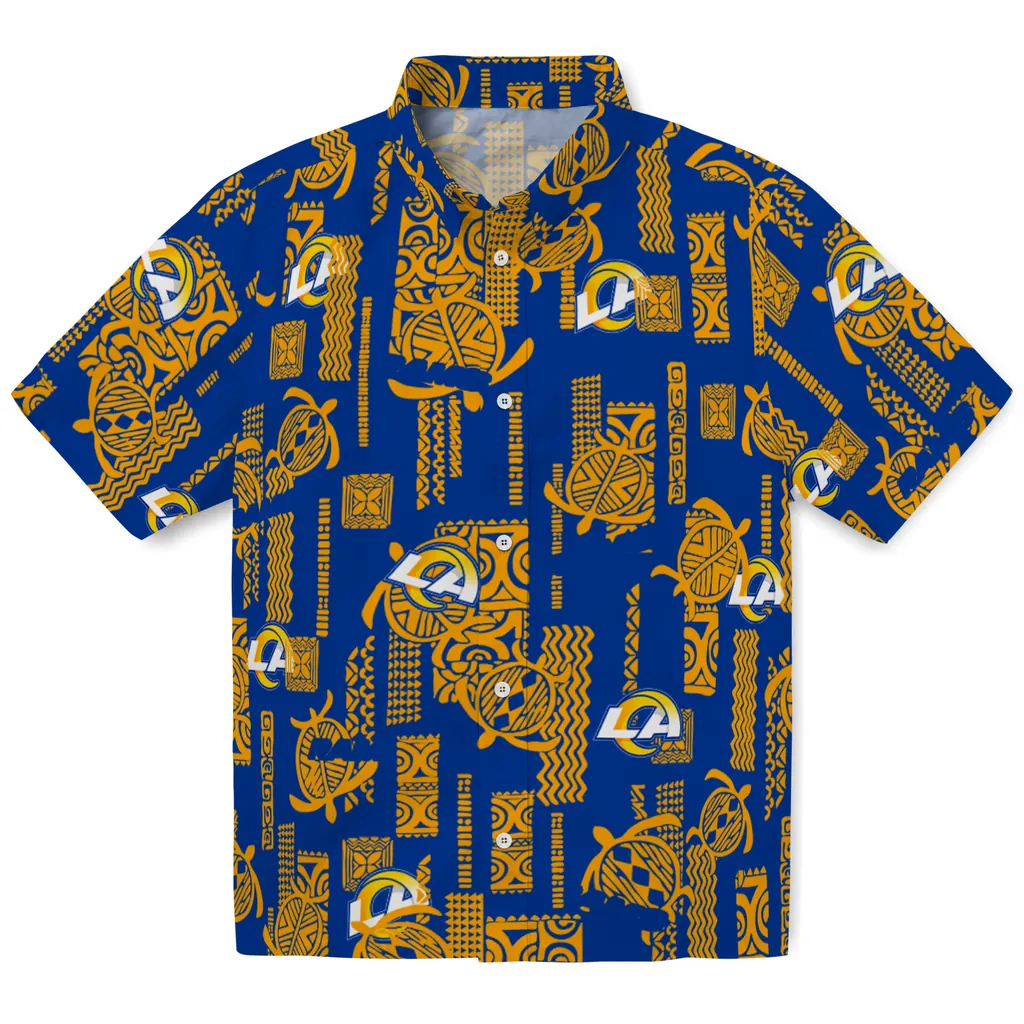 Los Angeles Rams Hawaiian Shirt - Turtle Lines los angeles rams turtle lines blue hawaiian shirts best selling