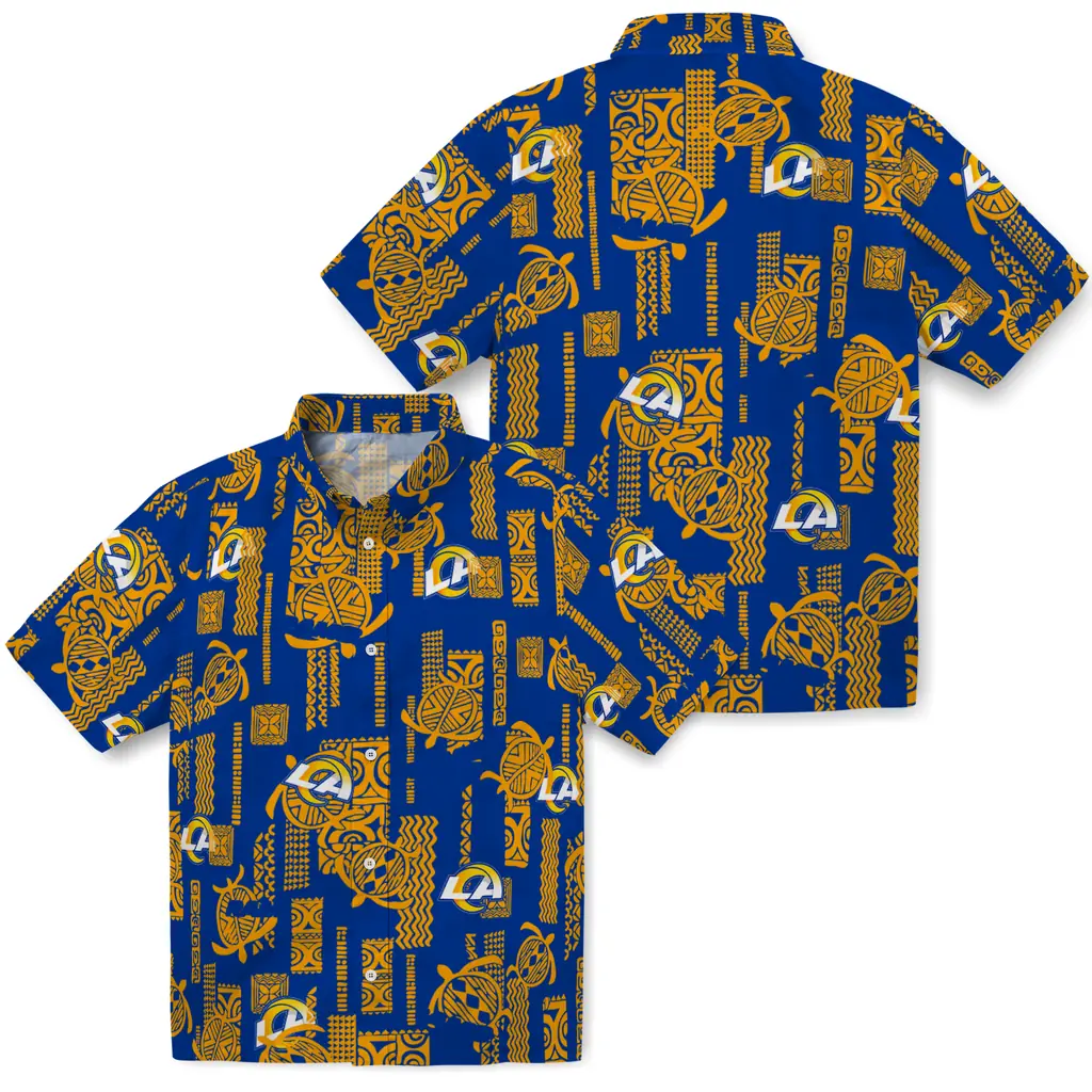 Los Angeles Rams Hawaiian Shirt - Turtle Lines los angeles rams turtle lines blue hawaiian shirts high quality