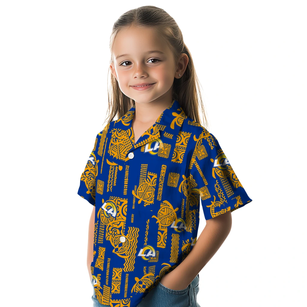 Los Angeles Rams Hawaiian Shirt - Turtle Lines los angeles rams turtle lines blue hawaiian shirts premium grade