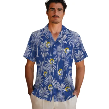 los angeles rams palm shadows blue hawaiian shirts fashion forward