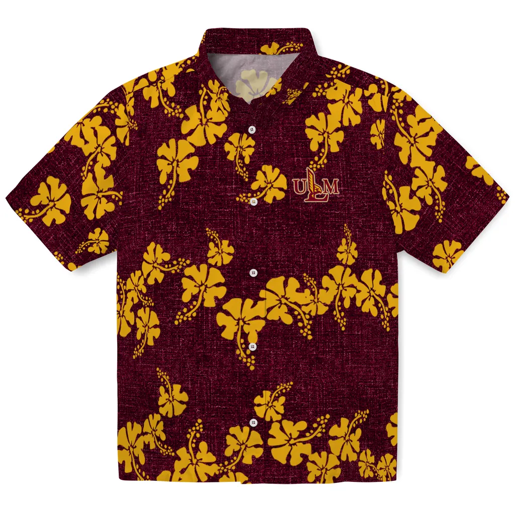 Louisiana-Monroe Warhawks Hawaiian Shirt - 50th State Flower louisiana monroe warhawks hibiscus petals red hawaiian shirts best selling