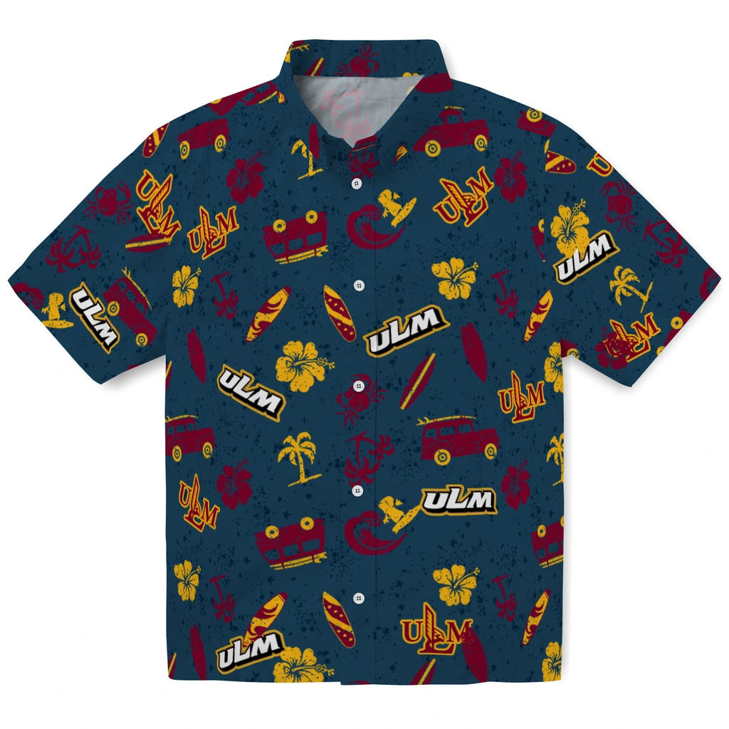 Louisiana-Monroe Warhawks Hawaiian Shirt - Beach Vibe louisiana monroe warhawks beach vibe navy hawaiian shirts best selling