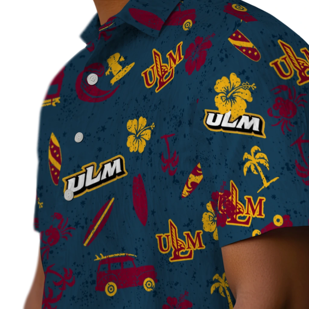 Louisiana-Monroe Warhawks Hawaiian Shirt - Beach Vibe louisiana monroe warhawks beach vibe navy hawaiian shirts trendy