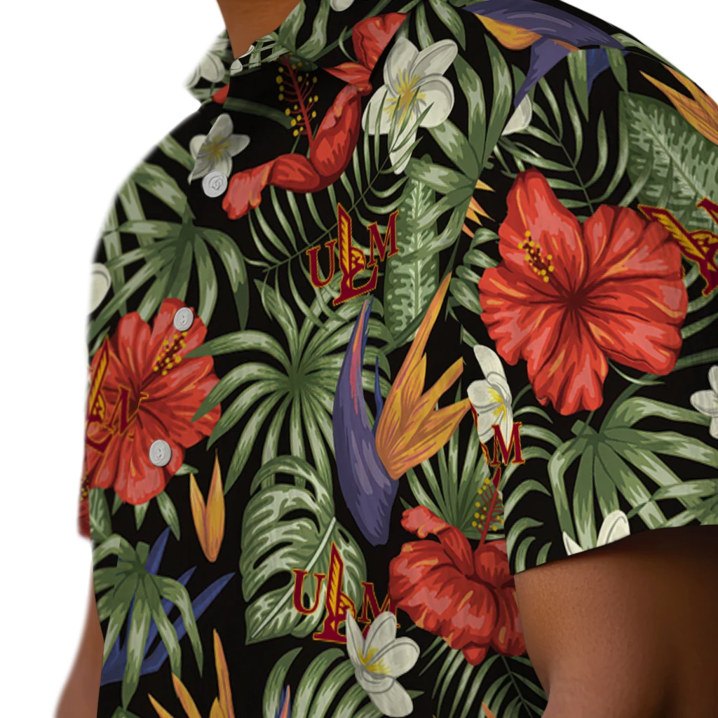 Louisiana-Monroe Warhawks Hawaiian Shirt - Hawaii Floral Hibiscus louisiana monroe warhawks hibiscus bird hawaiian shirts trendy